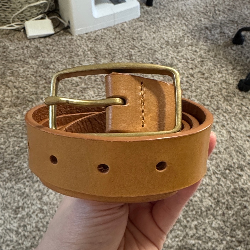 GAP Tan Leather Belt with Brass Buckle
